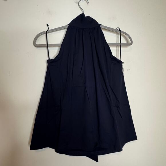 Susana Monaco Sleeveless Tie Neck Flare Top Midnight XS NWT Mockneck Stretchy - Picture 2 of 8